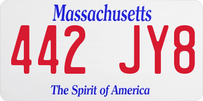 MA license plate 442JY8