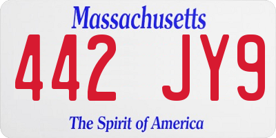 MA license plate 442JY9