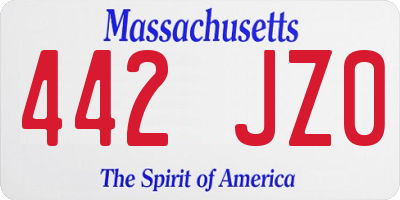 MA license plate 442JZ0