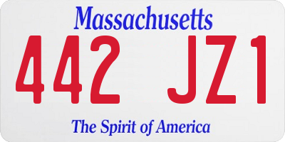 MA license plate 442JZ1