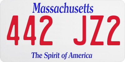 MA license plate 442JZ2