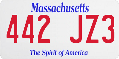 MA license plate 442JZ3