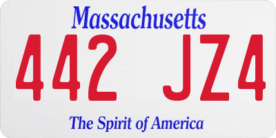 MA license plate 442JZ4