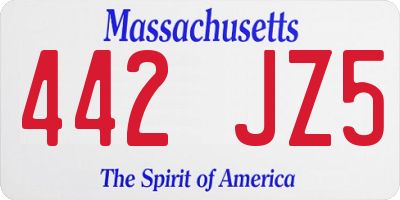MA license plate 442JZ5