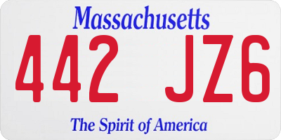 MA license plate 442JZ6