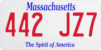 MA license plate 442JZ7