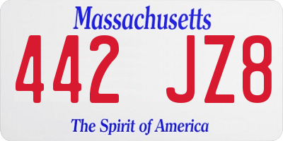 MA license plate 442JZ8