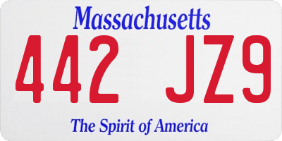 MA license plate 442JZ9