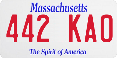 MA license plate 442KA0