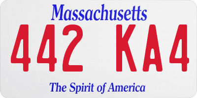 MA license plate 442KA4