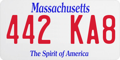 MA license plate 442KA8