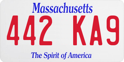 MA license plate 442KA9