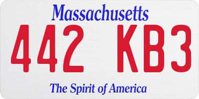 MA license plate 442KB3