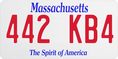 MA license plate 442KB4