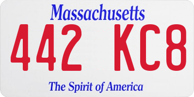 MA license plate 442KC8