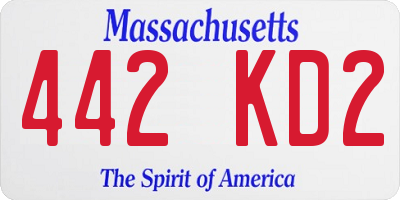 MA license plate 442KD2