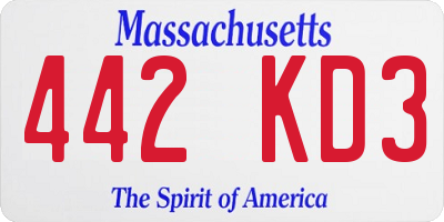 MA license plate 442KD3