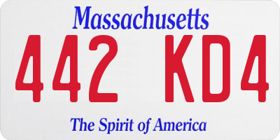 MA license plate 442KD4