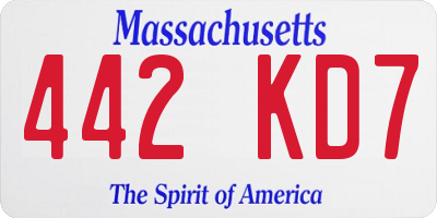 MA license plate 442KD7