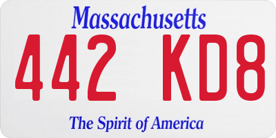MA license plate 442KD8