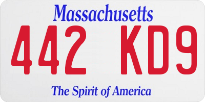 MA license plate 442KD9