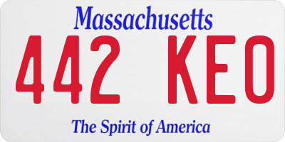 MA license plate 442KE0