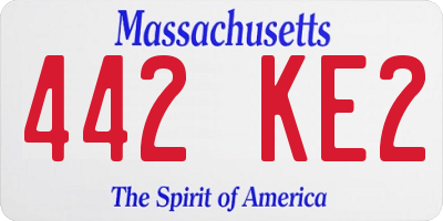 MA license plate 442KE2