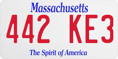 MA license plate 442KE3