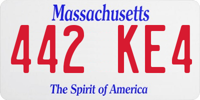 MA license plate 442KE4
