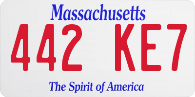 MA license plate 442KE7