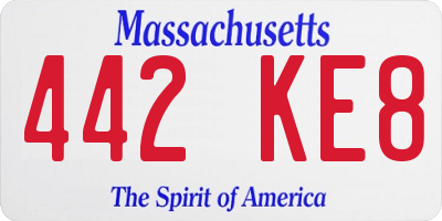 MA license plate 442KE8