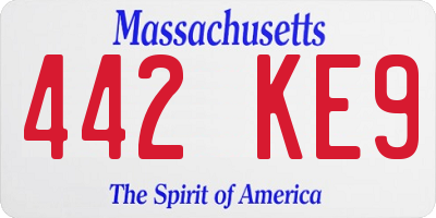 MA license plate 442KE9