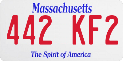 MA license plate 442KF2