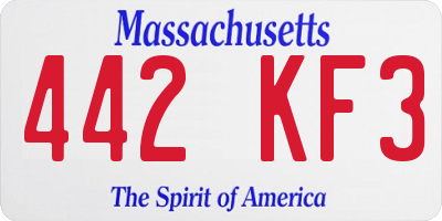 MA license plate 442KF3