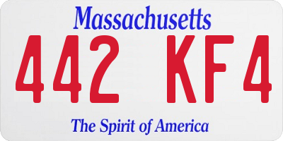 MA license plate 442KF4