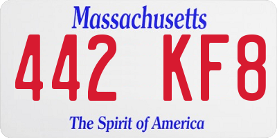 MA license plate 442KF8