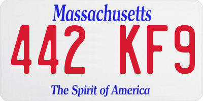MA license plate 442KF9