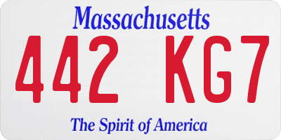 MA license plate 442KG7