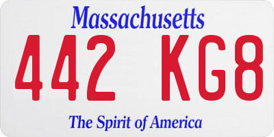 MA license plate 442KG8