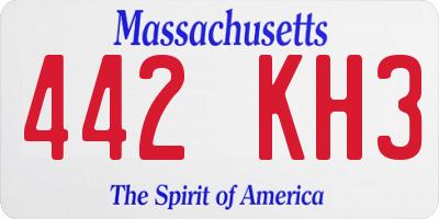 MA license plate 442KH3