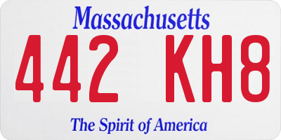 MA license plate 442KH8