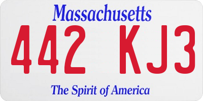 MA license plate 442KJ3