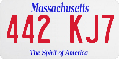 MA license plate 442KJ7