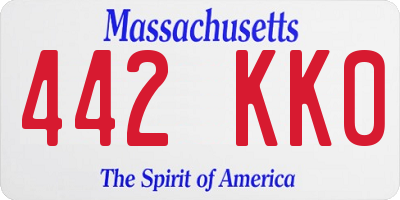 MA license plate 442KK0