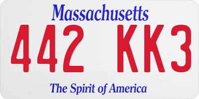 MA license plate 442KK3