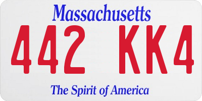 MA license plate 442KK4
