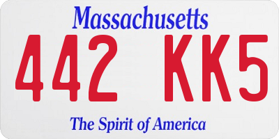 MA license plate 442KK5