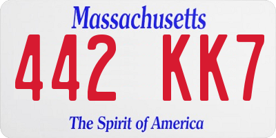 MA license plate 442KK7