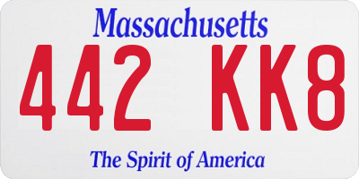 MA license plate 442KK8