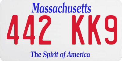 MA license plate 442KK9